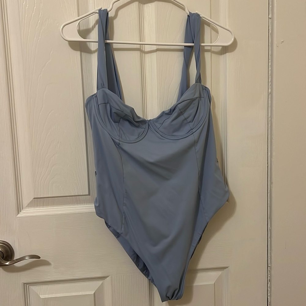 WeWoreWhat Danielle One Piece Swim in Powder Blue